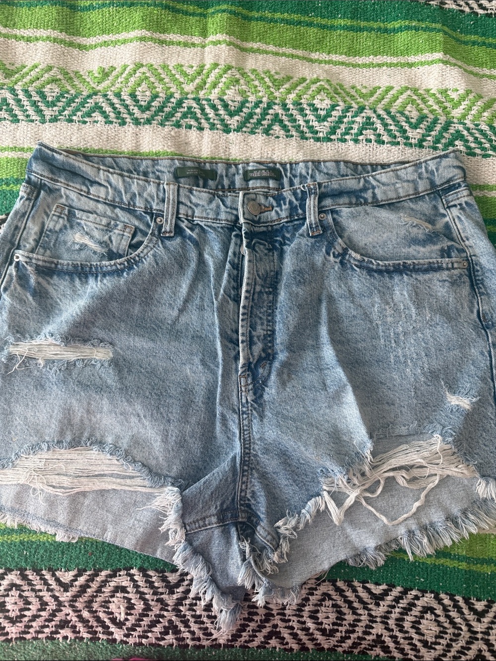 wild fable Light Blue Distressed High-Rise Jean Shorts